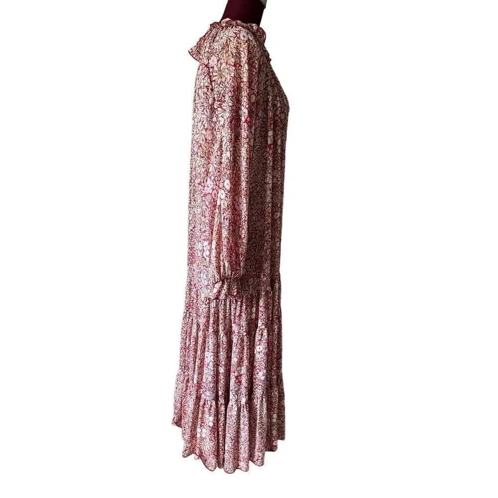 Free People Feeling Groovy maxi‎ dress in floral print size S Red